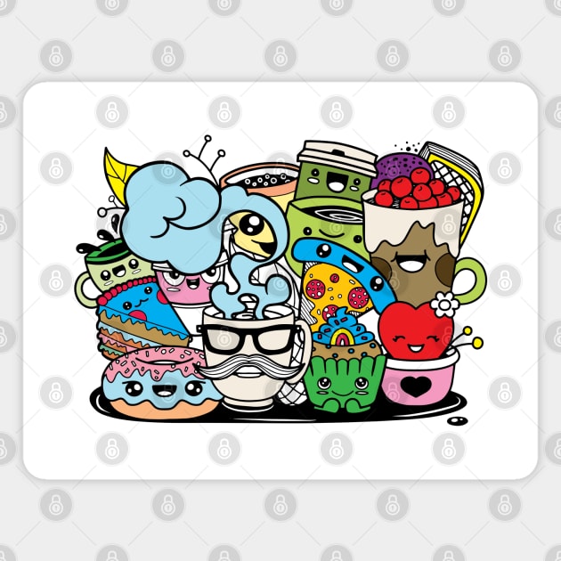 Funny cartoon food kawaii Magnet by Mako Design 